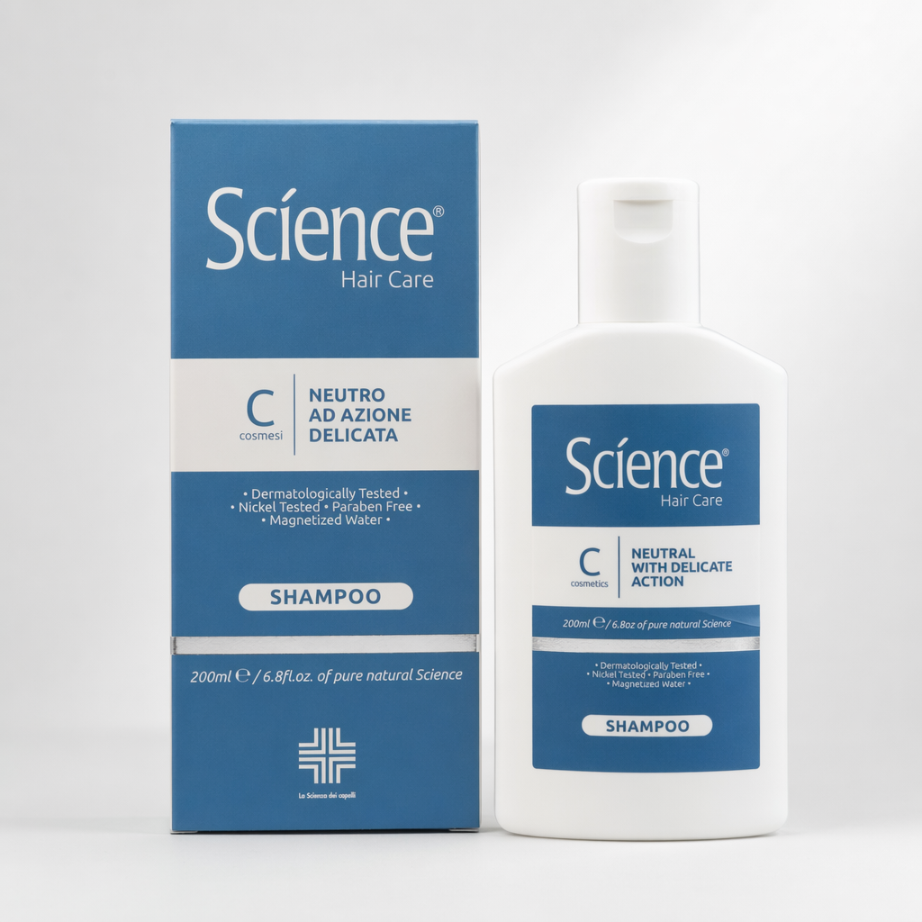 Delikatny szampon neutralny Science 200 ml – butelka z kartonikiem na jasnym tle