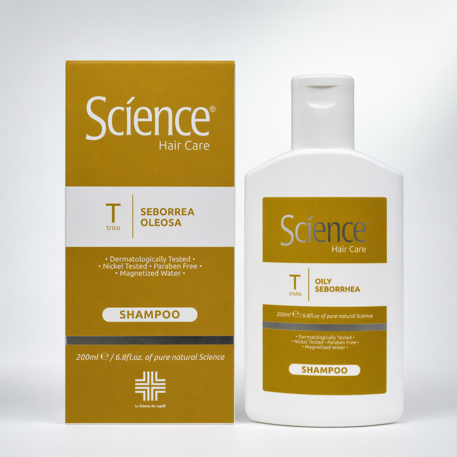 Szampon na łojotok oleisty Science 200 ml – butelka z kartonikiem na jasnym tle