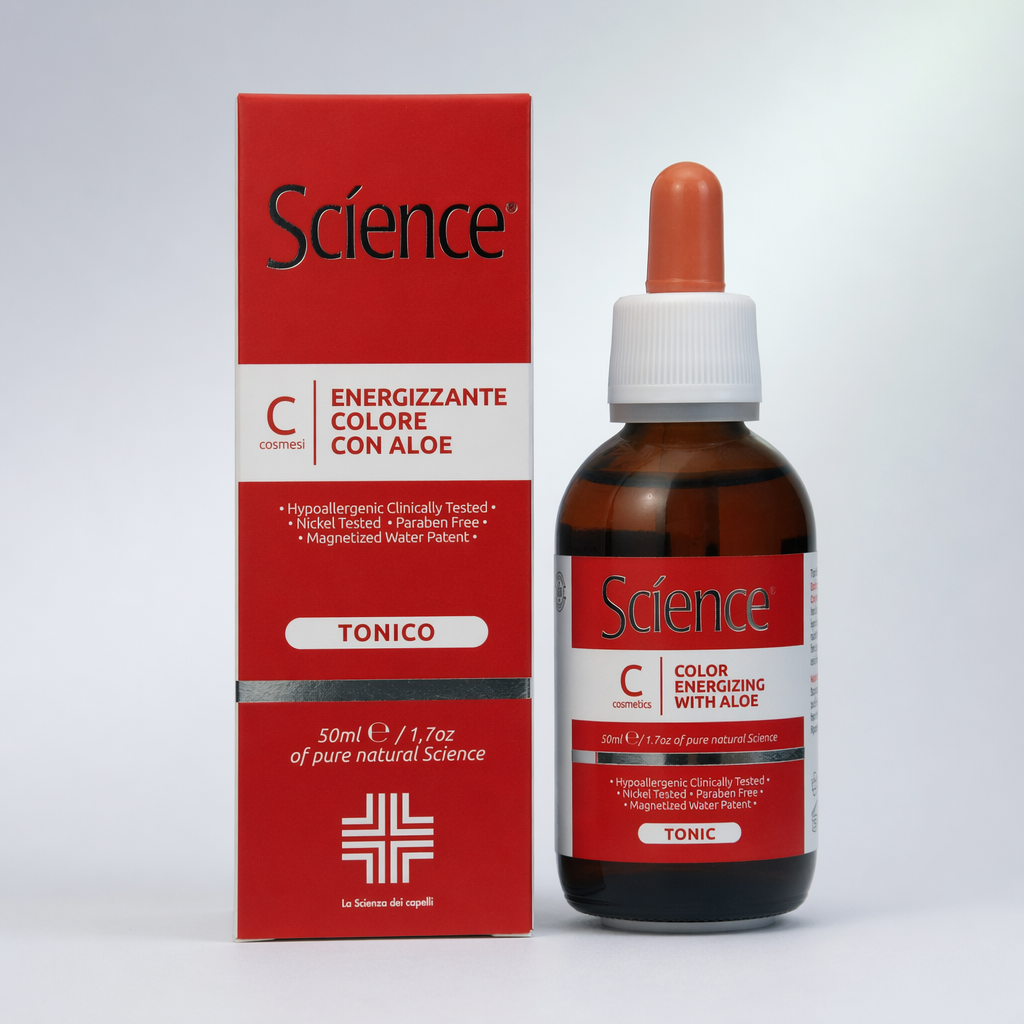 Tonik z aloesem Science 50 ml – butelka z pipetą z kartonikiem na jasnym tle